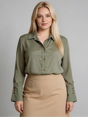 ASOS | Olive Green Button Down Blouse Sz 4